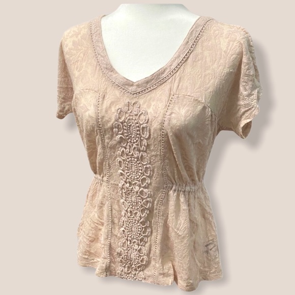 Deletta Amanna Anthro Semi Sheer Lace Spring Top - Picture 1 of 9